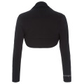 Belle Poque Frauen Komfortable Modal Schwarz Langarm Bolero Shrug Crop Top BP000114-1